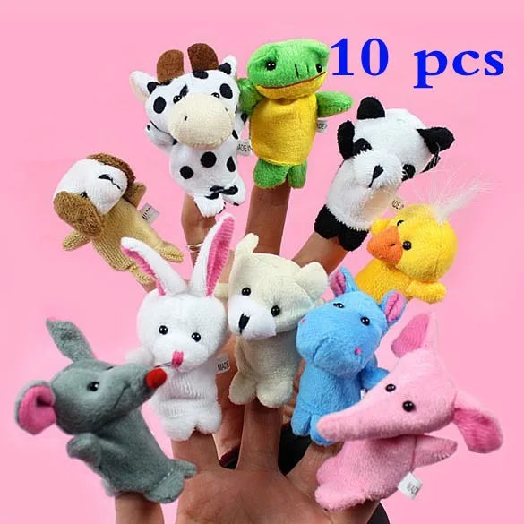 

10Pcs Biological Animal Finger Puppet Plush Toys Child Baby Favor Dolls Tell Story Props Cute Cartoon Animal Doll Kids Toys