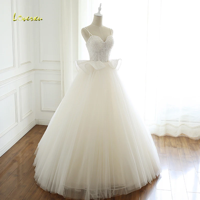 Женское свадебное платье с открытой спиной Loverxu Vestido De Noiva кружевное оборками