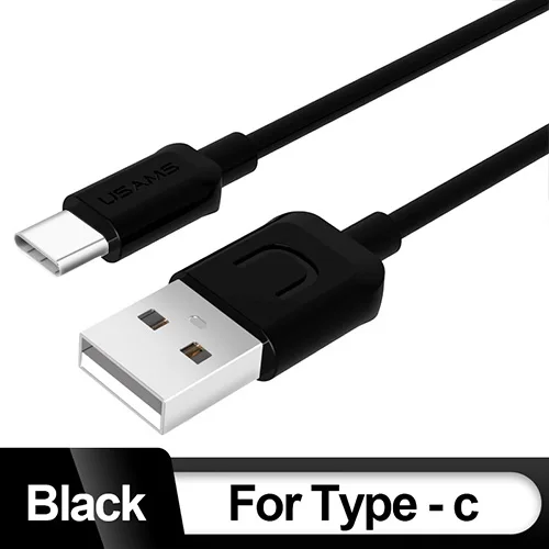 Black for Type C Круглый USB кабель, USAMS кабель для мобильного телефона для iPhone 2A зарядный кабель Micro usb type C для samsung Xiaomi Android зарядное устройство - Цвет: Black for Type C