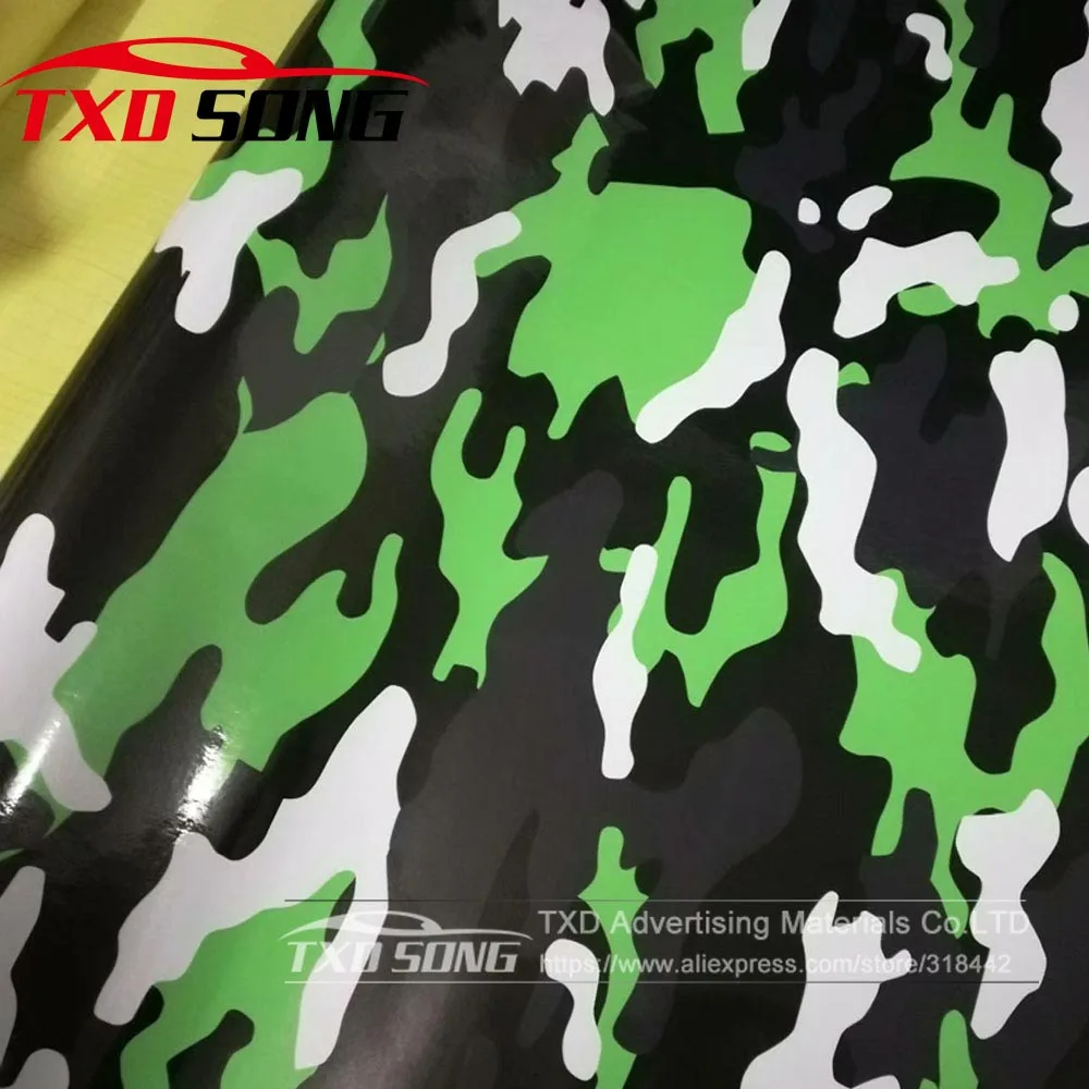 black green camo Премиум снежный камуфляж виниловая пленка камуфляжная Виниловая пленка для автомобиля Наклейка велосипедная консоль компьютер Ноутбук кожа скутер мотоцикл - Название цвета: black green camo