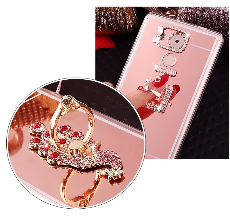 For Huawei P20 Pro Lite Peacock Heart Finger Ring Holder Mirror Case P10 P9 P8 Plus 2017 Honor 8 9 V8 Nova Cases |