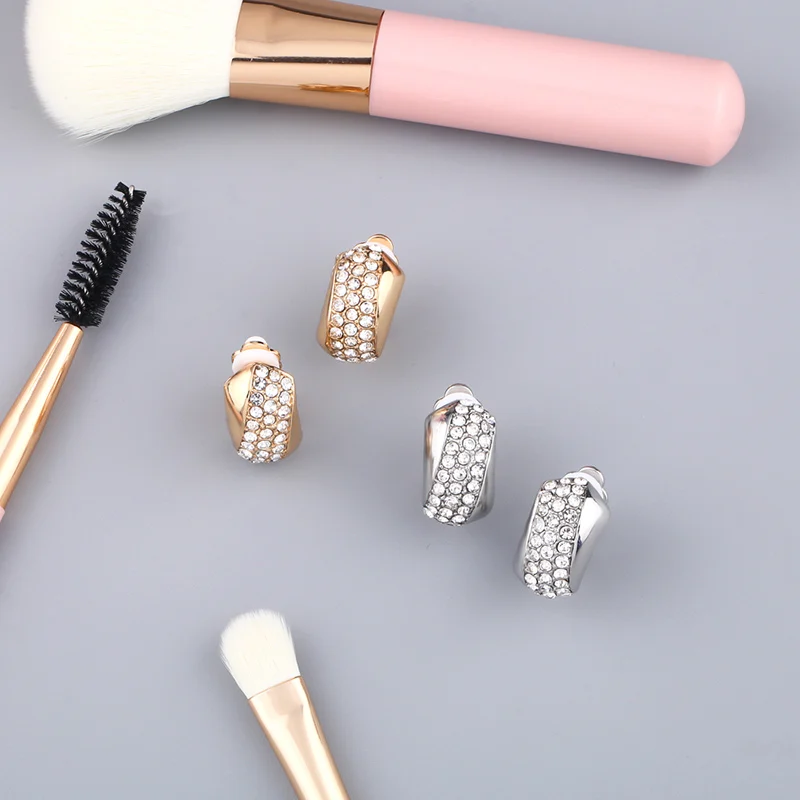 Crystal Non Pierced Clip On Earrings For Woman Gold Sliver Bride No Cuff Wedding Party Fashion Jewelry ers-q47 | Украшения и