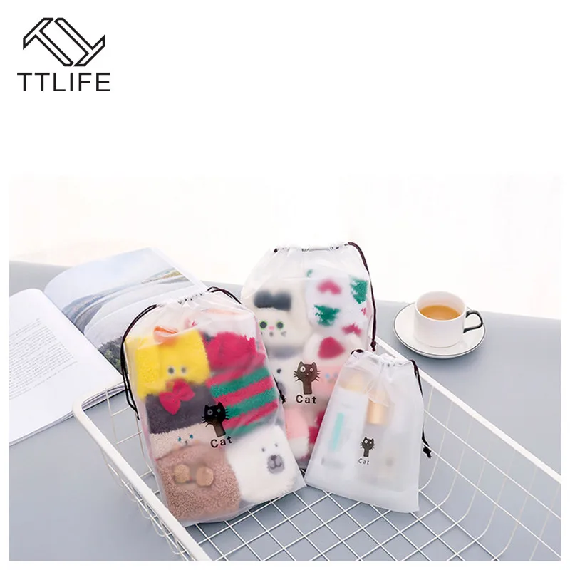 TTLIFE прозрачная сумка для хранения одежды с изображением кота из мультфильма, косметичка в виде животного, набор для туалетных принадлежностей для женщин, органайзер для путешествий