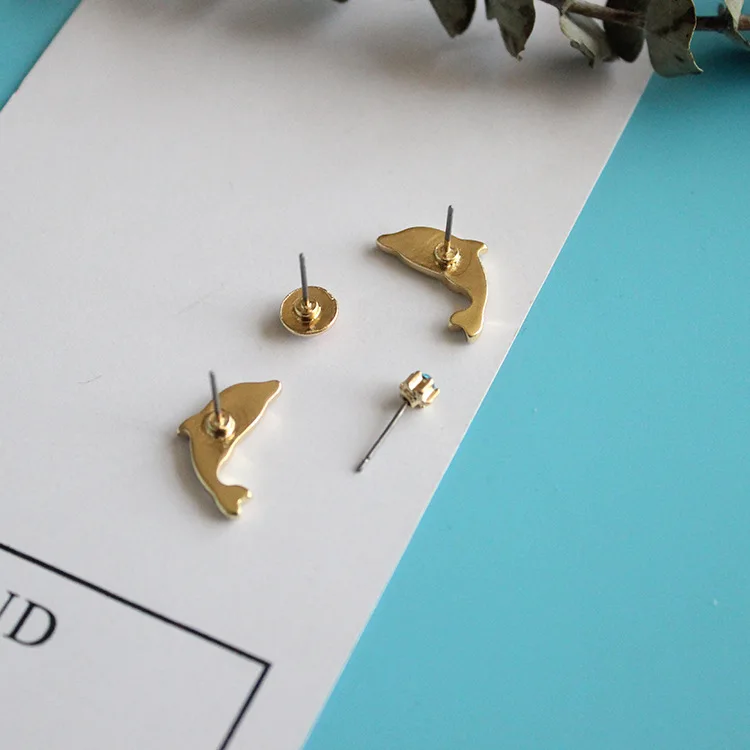 Бесплатная доставка 10 компл./лот модные аксессуары эмали Dolphin Stud Earrings Set |