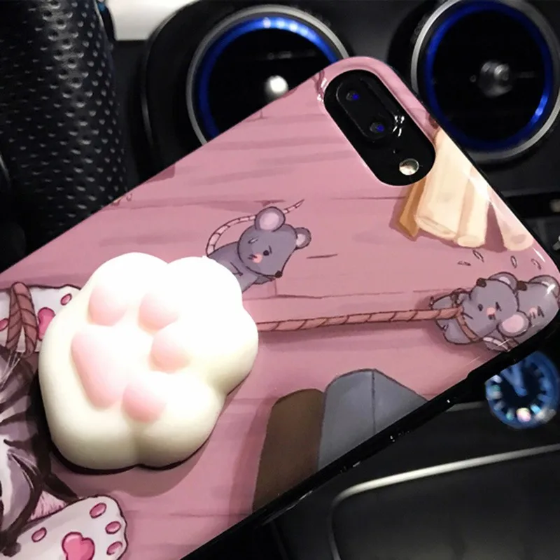 Kerzzil для iPhone 7 плюс 6 6S крышка милый розовый Кот Мышь &amp Cat Soft мягкими Чехол coque