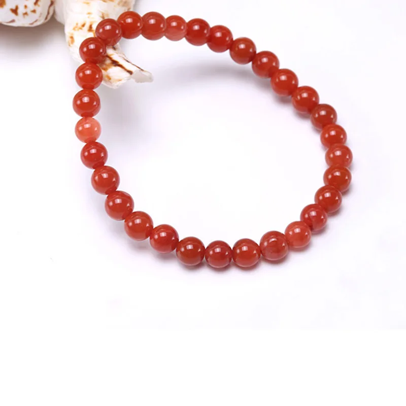 JYX Natural Agate Bracelets for Women 6-7mm Red Prayer Beads Buddhist Bracelet Men Jewelry 8&quot-Selected Nanhong | Украшения и