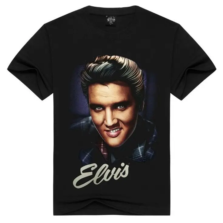2018 100% Cotton Fashion Men Rock And Roll T-shirt Elvis Presley Printed Shirt L | Мужская одежда