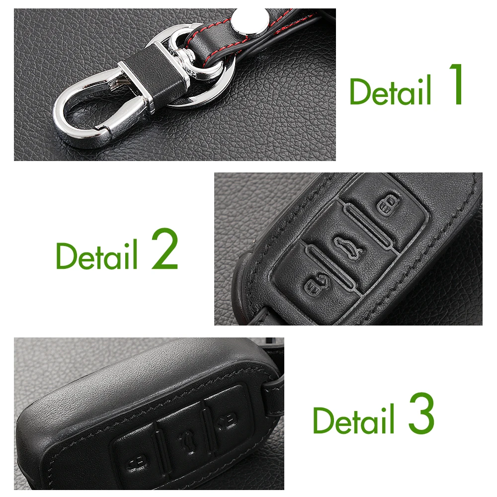 3 кнопки кожаный чехол для ключей защита украшения Volkswagen VW Jetta MK6 MK5 Tiguan Passat Golf POLO CC