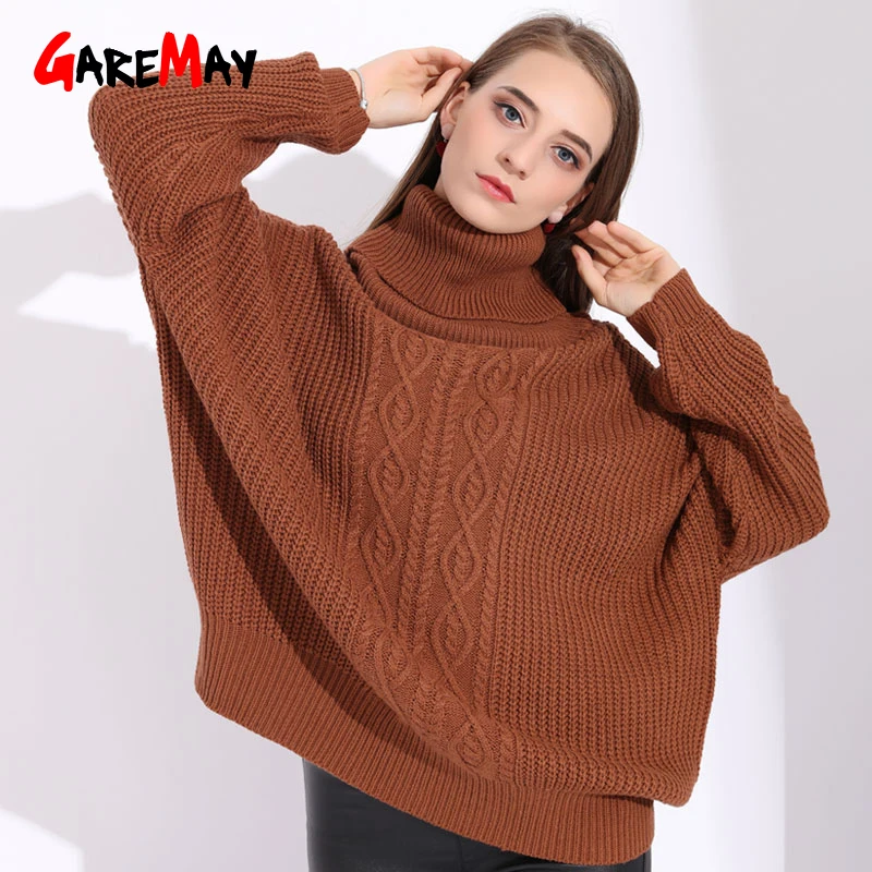 Turtleneck Women Sweater Oversized Jumpers Ladies Women's Winter Pullover Knitted Oversize Sweaters | Женская одежда