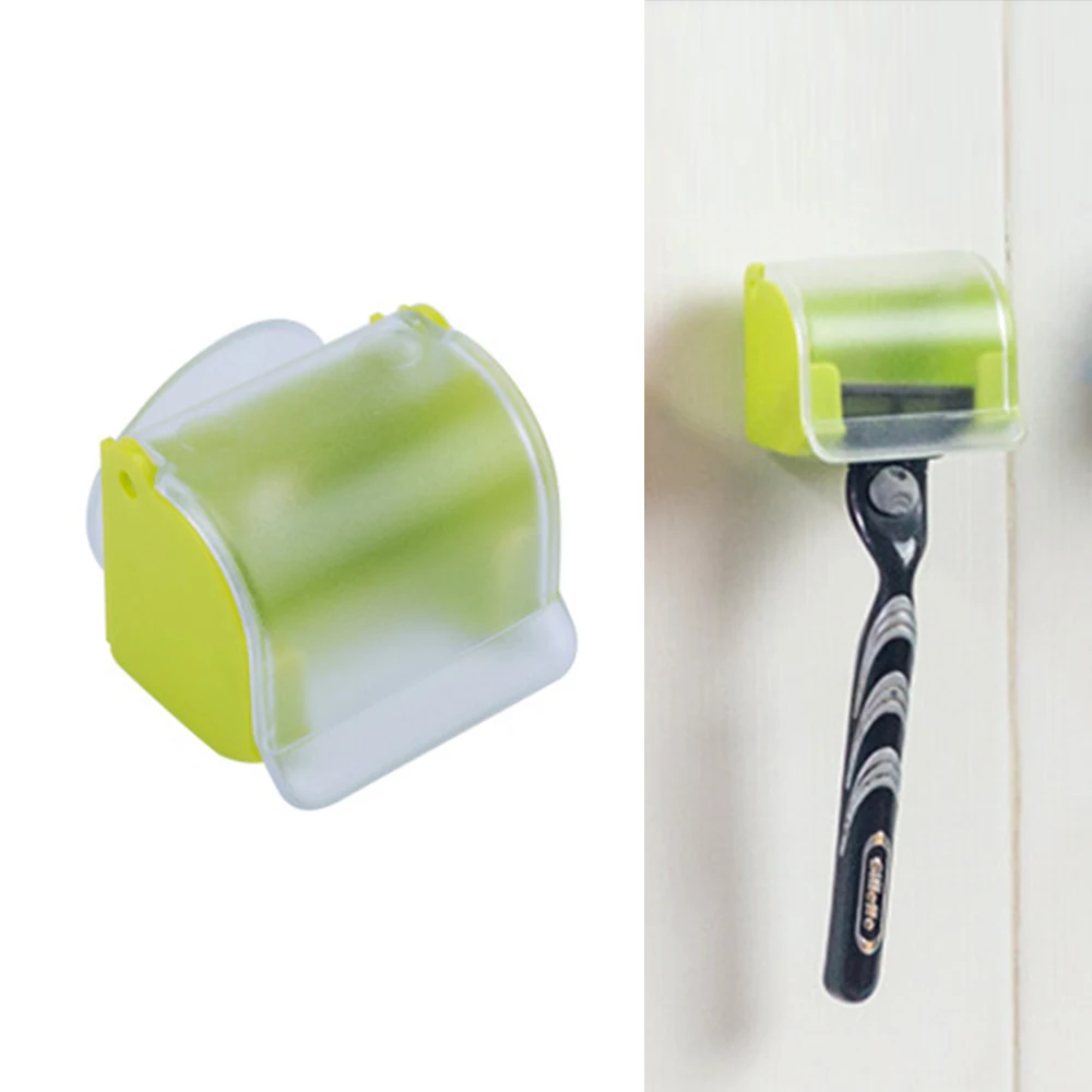 1pc Green Пластиковый настенный держатель для бритвенных станков, душевая присоска, Пылезащитная Подставка для хранения бритвы, полка для губ, ванная комната - Цвет: 1pc Green