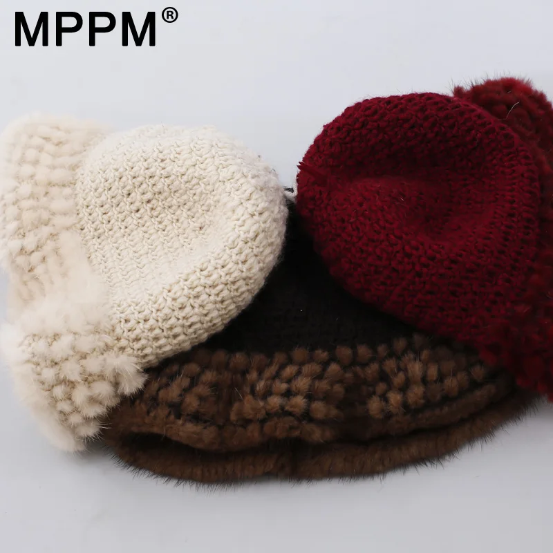 Женская Солнцезащитная шапка меховая из натуральной норки Новая женская зимняя