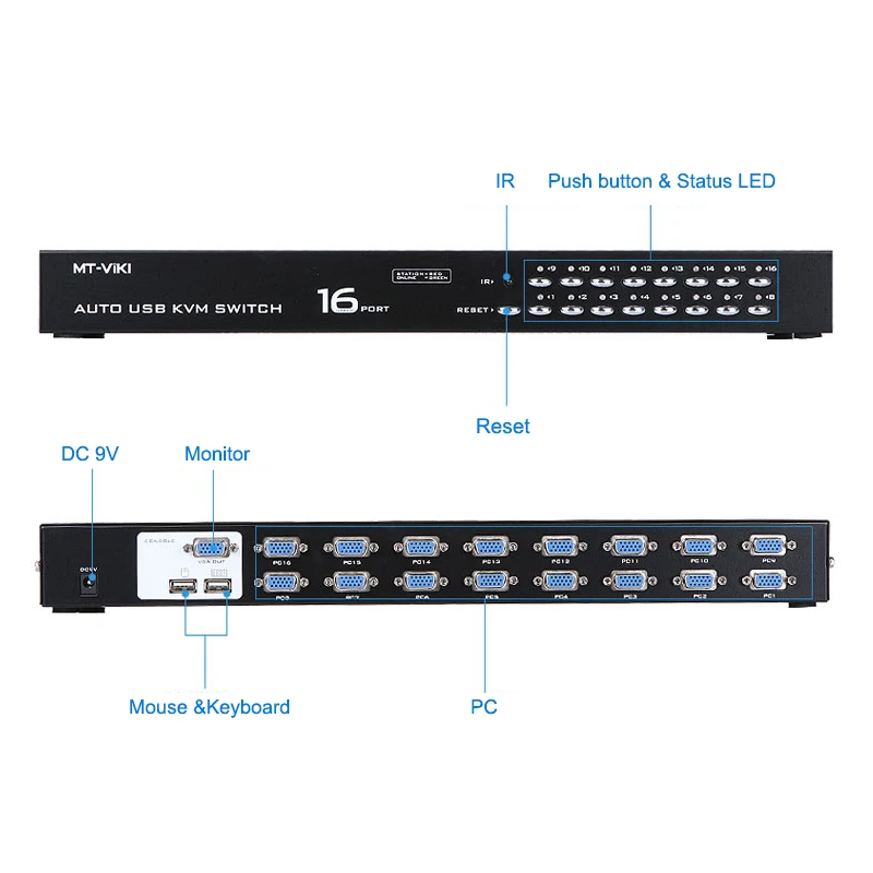 MT Lamoda 16 порт авто kvm переключатель VGA USB клавиш ИК пульт дистанционного управления