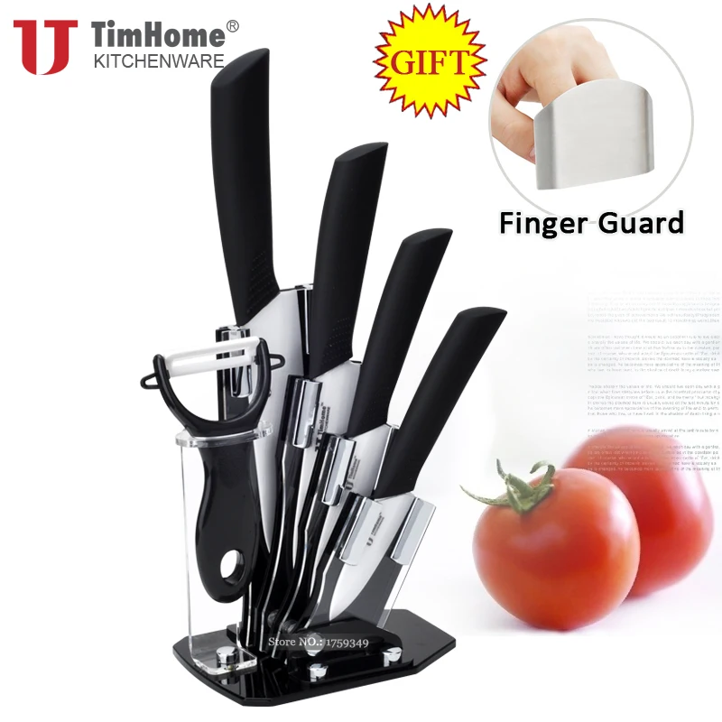 Оригинал Timhome Керамические Наборы Кухонные Ножи Керамический Нож с ABS + TPR Черной