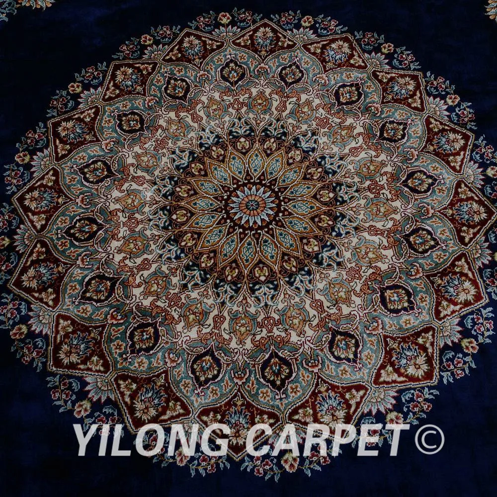 Yilong 9 1 'x9. 1' турецкий Шелковый ковер медальон голубой изысканная Восточная