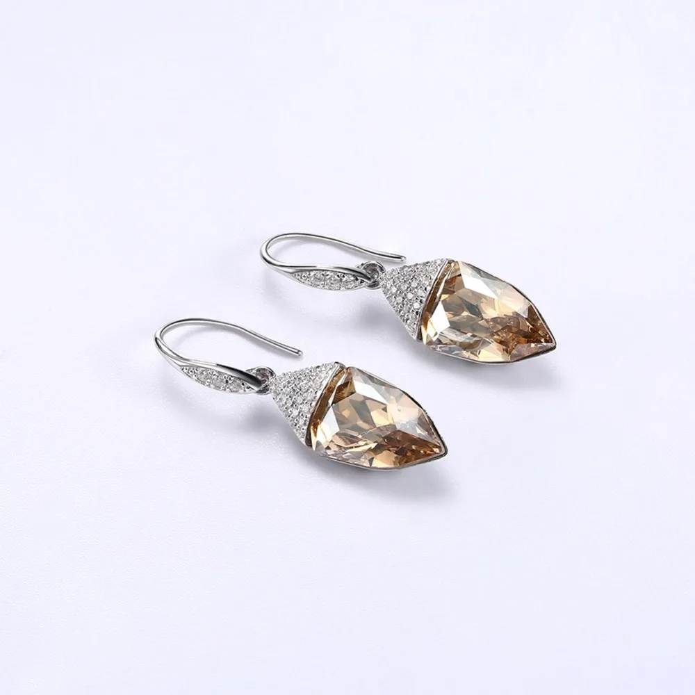 LEKANI Crystals From Swarovski Stud Earrings 925 Cute pop Water Fashion Women's Girls Fine jewelry Crystal gift | Украшения и