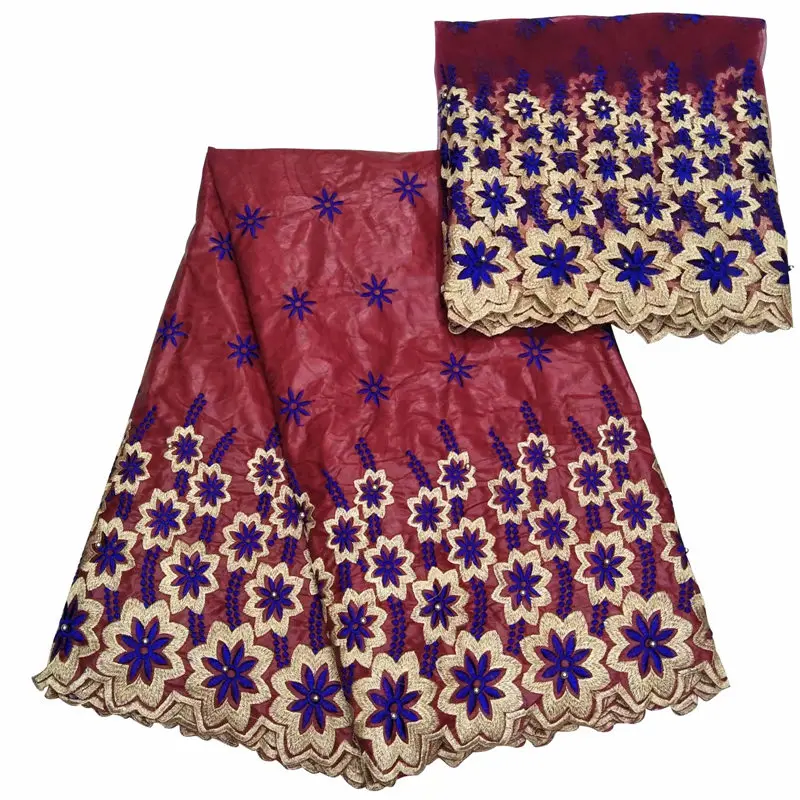 Latest African Lace Fabric Guaranteed quality! embroidery bazin riche getzner 5yards and 2yards swiss voile lace BA1022 | Дом и сад