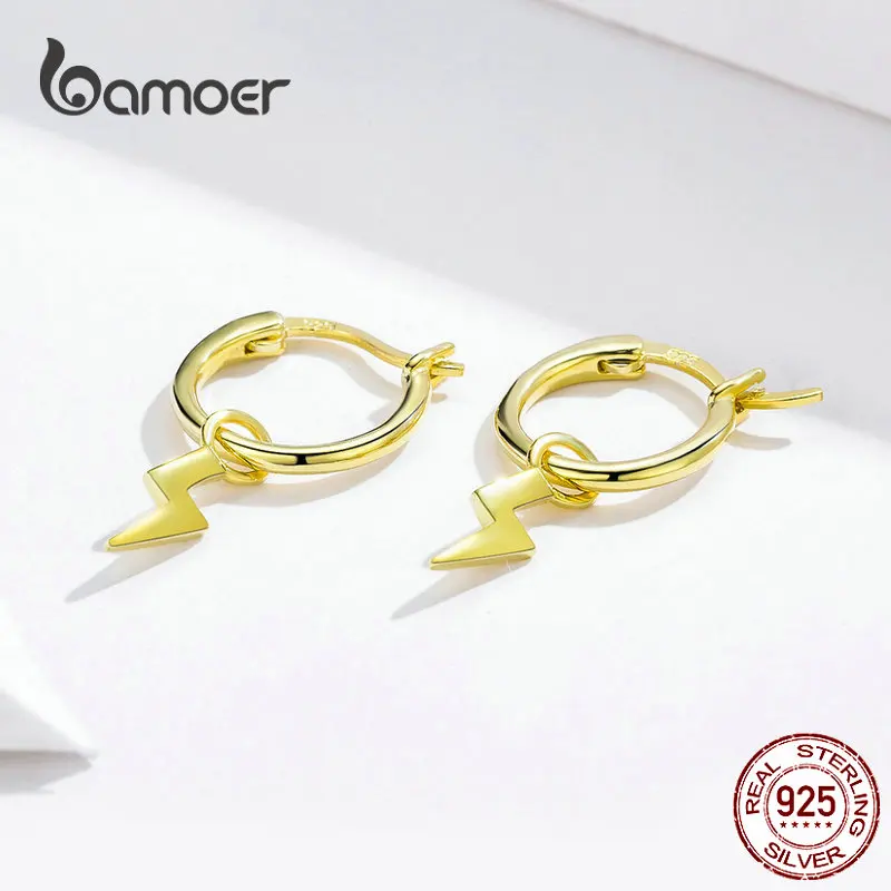BAMOER Золотое Освещение Висячие серьги для женщин Настоящее чистое 925 пробы серебряные Подвесные серьги женские серебряные корейские ювелирные изделия SCE621