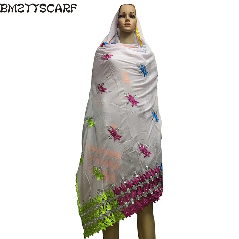 2018 Latest African Women Scarf muslim embroidery scarf cotton big for shawls wraps | Аксессуары для одежды
