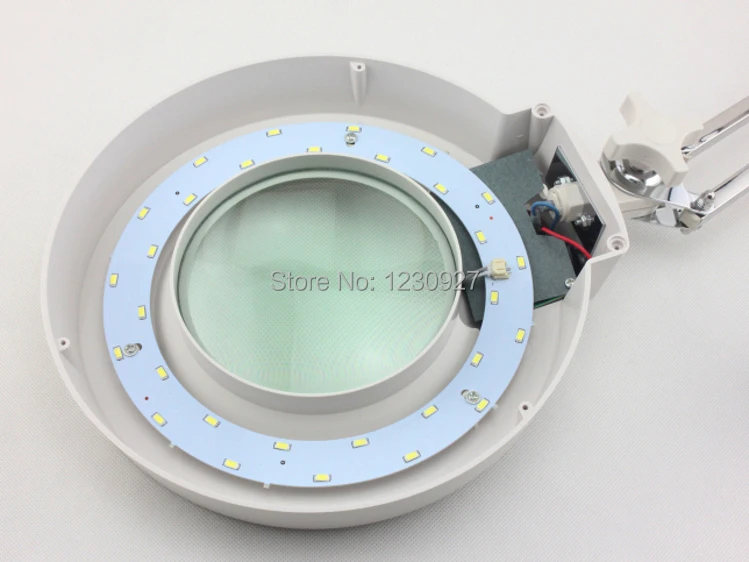 저렴한 LED 긴 유연한 팔 플라스틱 클립-접이식 돋보기 테이블 램프, 10X 광학 돋보기 렌즈 핸즈프리 루페