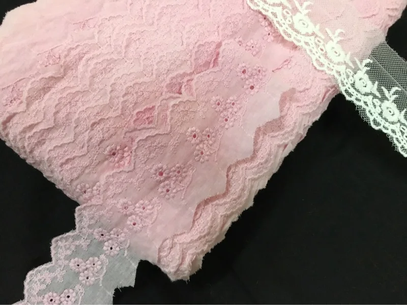DIY ручной лоскутный светильник из хлопчатобумажной ткани, кружевная ткань с розовой цветочной вышивкой 5 см