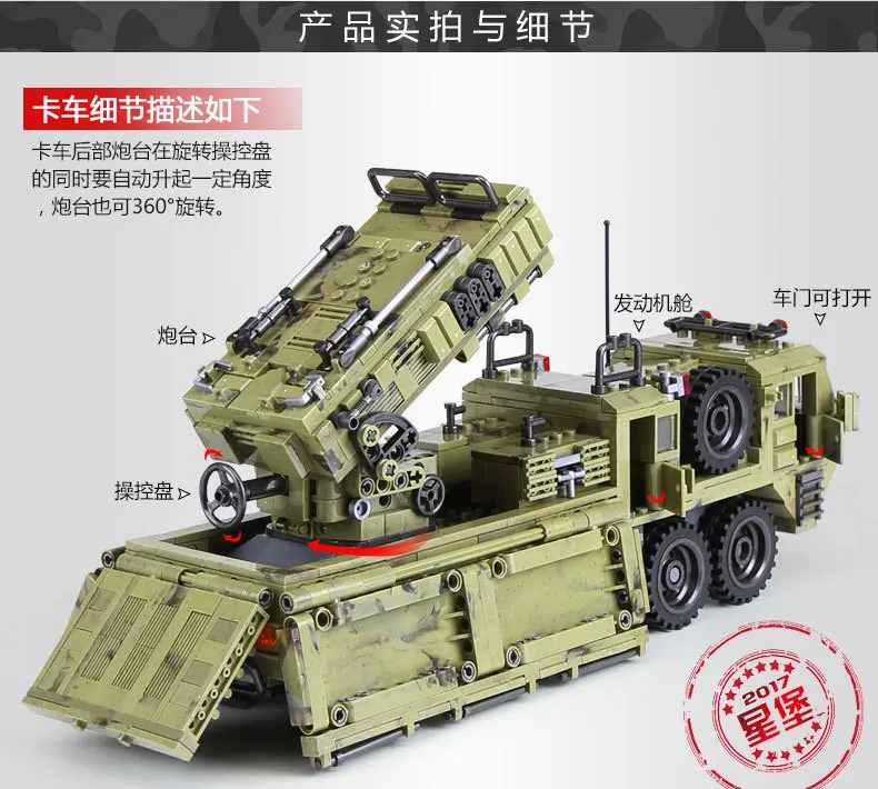 XINGBAO 06014 милитари серия Le Scorpion Lourd Camion Ensemble Veritable 1377 шт БЛОКИ de Construction Briques garcons