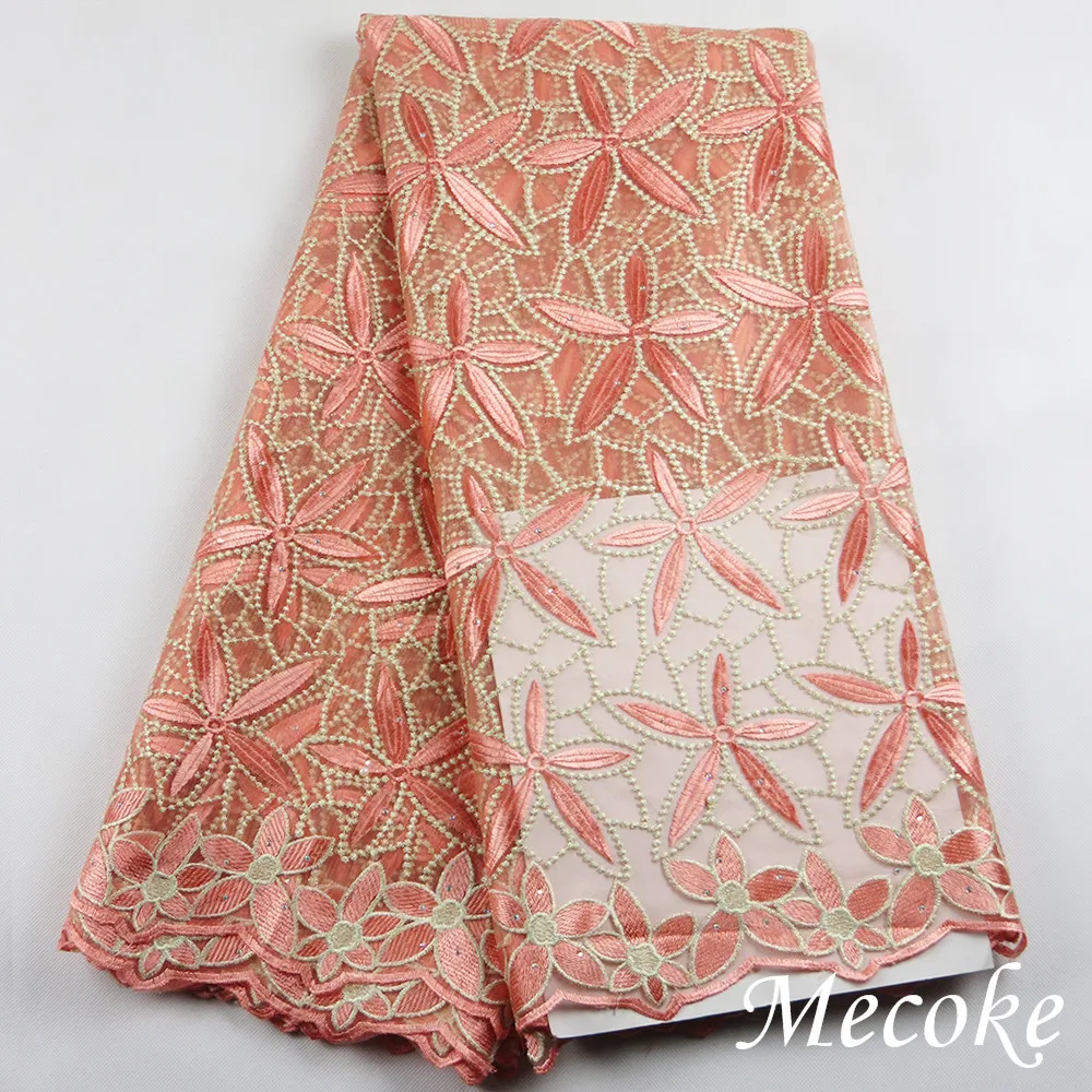 Фуксия швейцарские кружевные материалы Африканский шнур кружева 2017 высокое