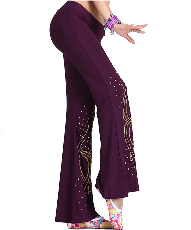 Брюки для танца живота девочек штаны йоги с блестками одежда костюм вышивкой