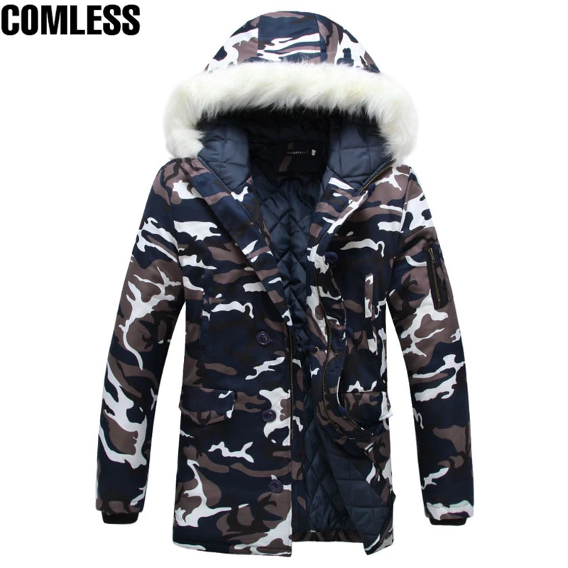 Длинная камуфляжная куртка для мужчин новинка 2017 зимняя утепленная парка