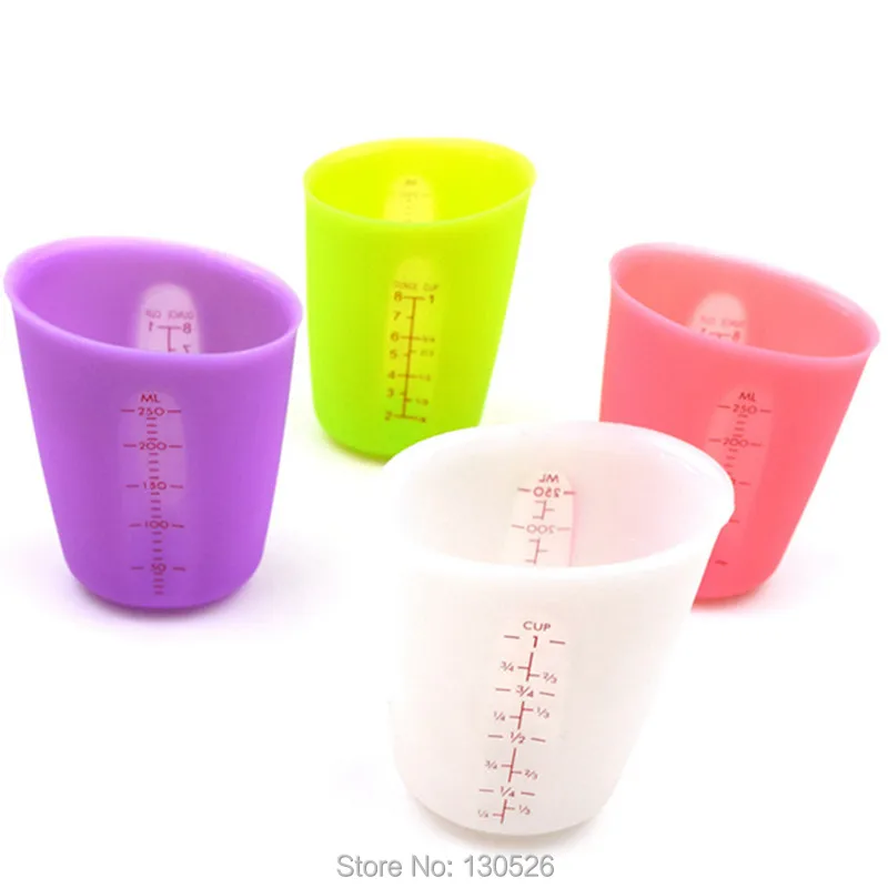 250 мл/500 мл красочные силиконовые мерный стакан Пособия по кулинарии Инструменты контейнер мерный стакан измерения жидкости Формы для выпечки Кухня Интимные аксессуары
