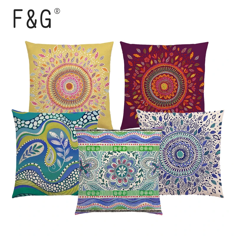 

Colorful Floral Cushion Cover Graffiti Colorful Paisley Pattern Mandola Printed Car Sofa Home Decoration Throw Pillowcases