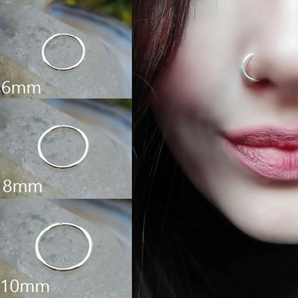 1 pcs New Arrival Surgical Steel 0.8mm Cartilage Piercing Stud Thin Small Nose Ring Hoop Fashion Jewelry | Украшения и аксессуары
