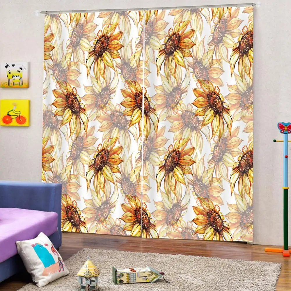 Роскошные затемняющие оконные шторы 3D размера под заказ для гостиной желтые