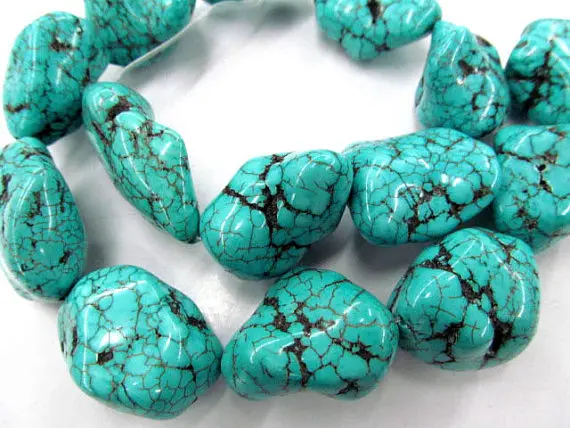 high quality 18-25mm 16inch Turquoise semi precious nugget freeform blue green jewelery bead | Украшения и аксессуары