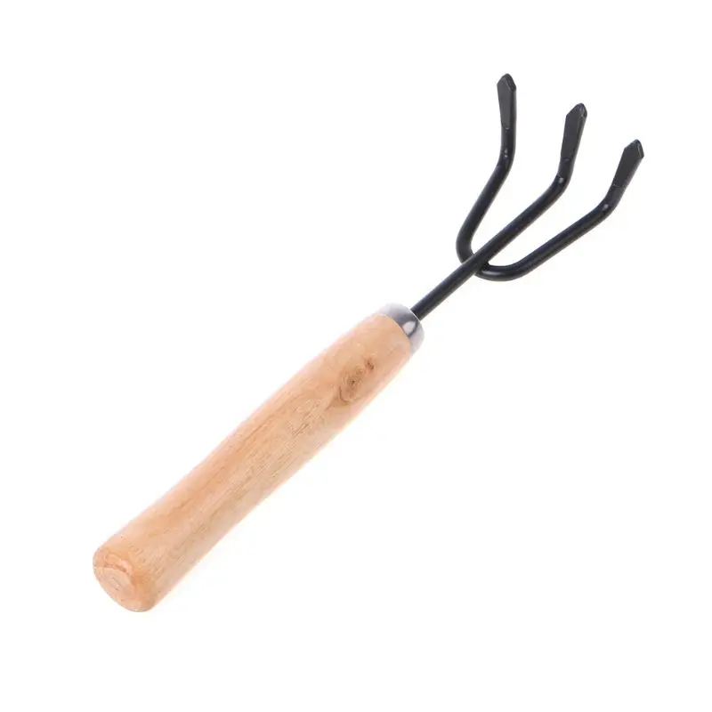 3Pcs Spade Fork Shovel Rake Harrow Set Home Mini Gardening Tools Potted Landscape Plants Maintenance Suit Wood Handle Kids Gifts |