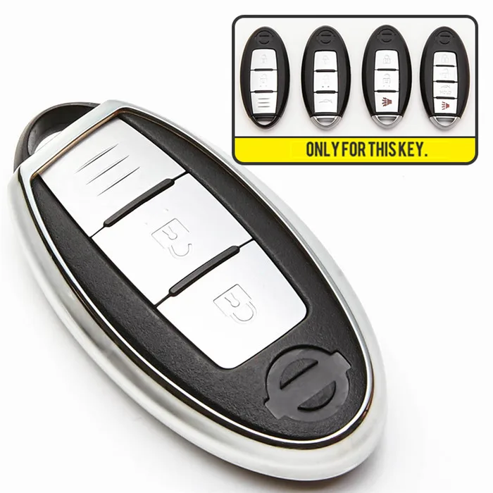 silver only case Чехол для ключей автомобиля из ТПУ для Nissan Altima Teana X-Trail Qashqai J11 Livina Splphy Tiida Sunny March Murano Geniss Juke Almera Maxima - Название цвета: silver only case