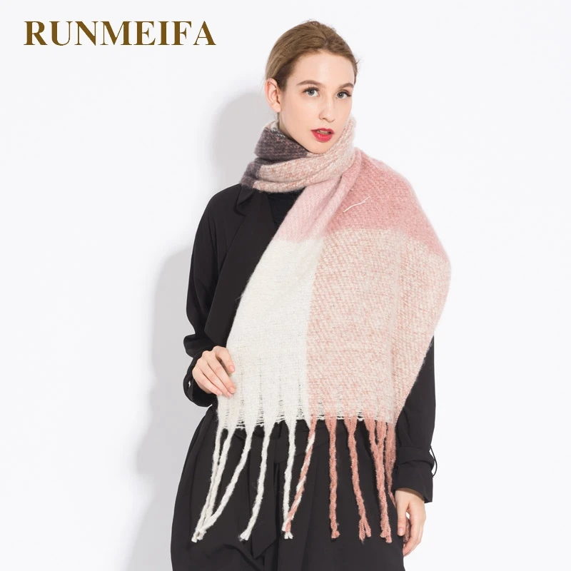 RUNMEIFA клетчатый дизайн женский зимний шарф Элегантный Пашмины палантин