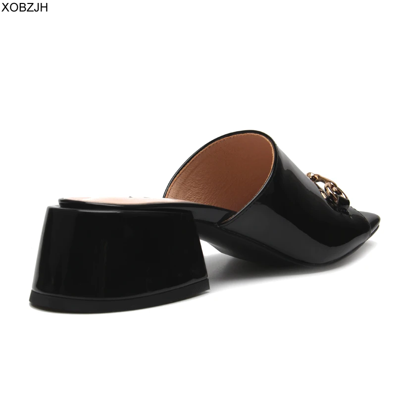 Босоножки женские на квадратном каблуке черные/красные без застежки 2019 г | Обувь