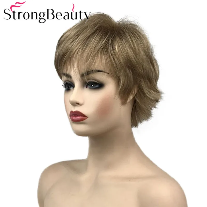StrongBeauty синтетический короткий прямой парик для женщин пушистый натуральный