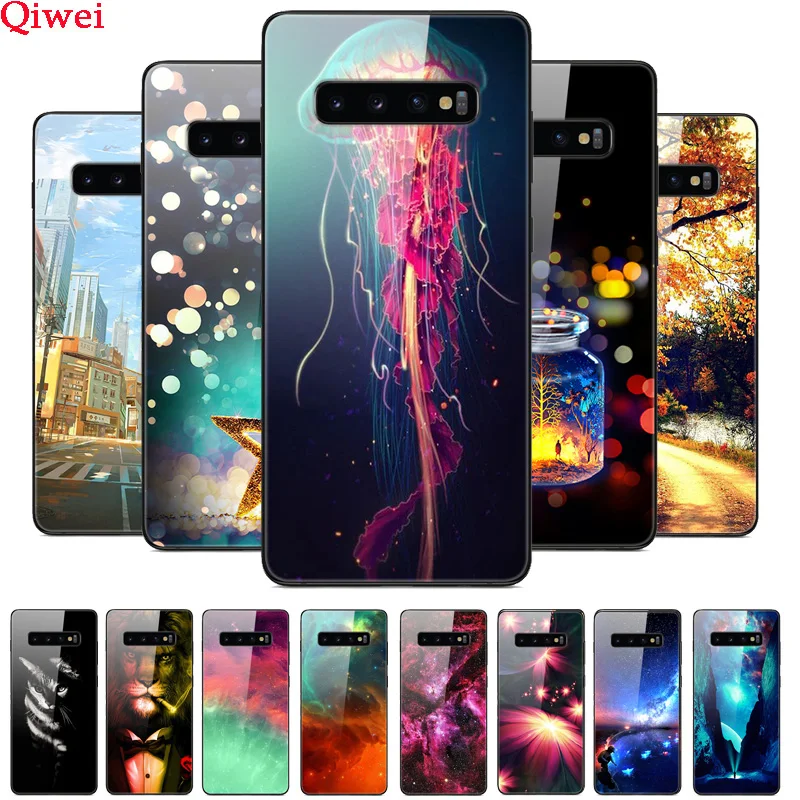 Чехол для Samsung S10 чехол с рисунком закаленный жесткий Galaxy силиконовый бампер S 10