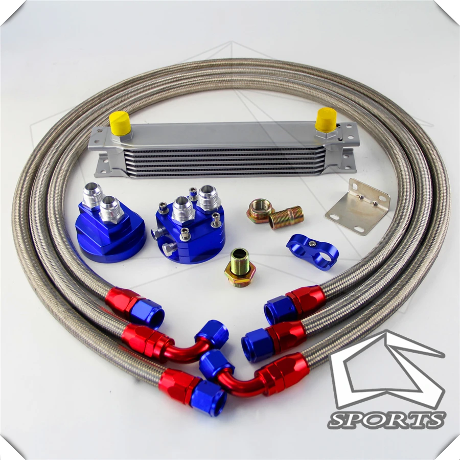 7 ROW AN-10AN UNIVERSAL OIL COOLER + FILTER RELOCATION KIT | Автомобили и мотоциклы