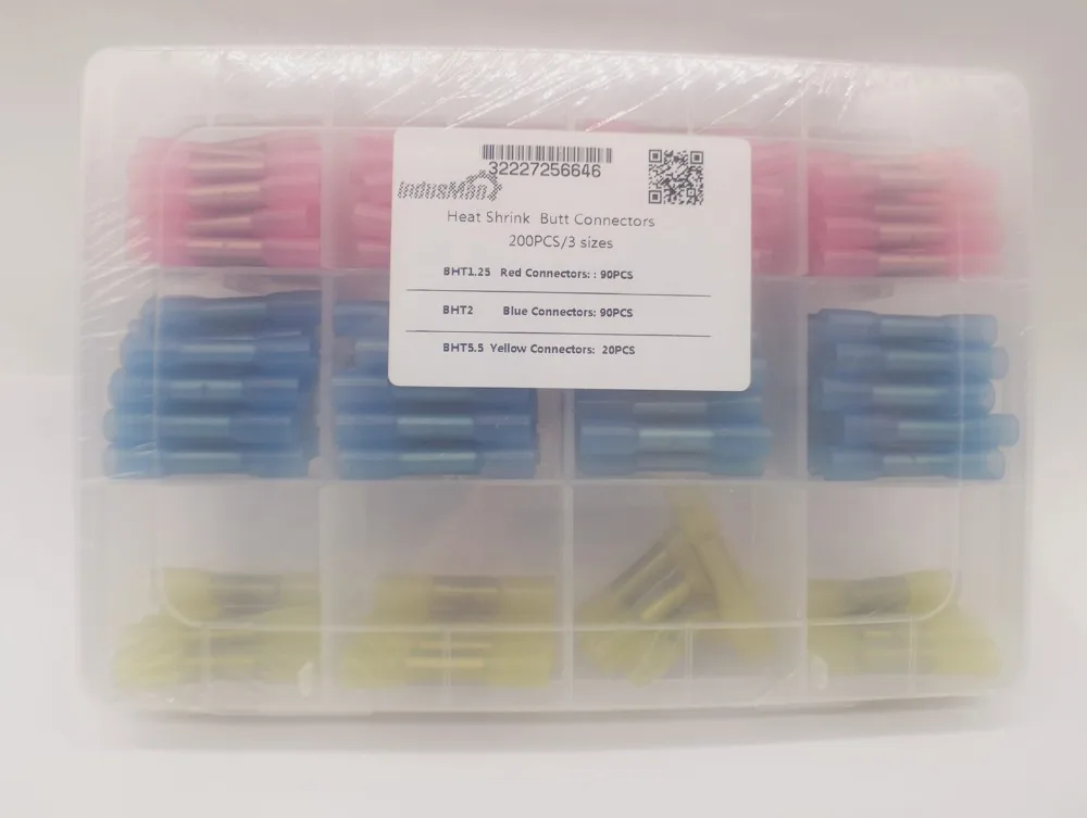 Термоусадочные стыковые соединители 200 шт. изолированные водонепроницаемые