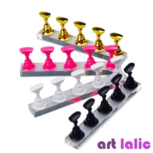 5pcs Nail Art Practice Display Stand Chess Board Magnetic Tips White Black Practice Holder Set Polish Gel Color Chart Tool