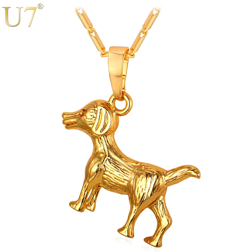 U7 Собака Кулон Ожерелье Для Мужчин Животное Ювелирные Изделия Подвеска на