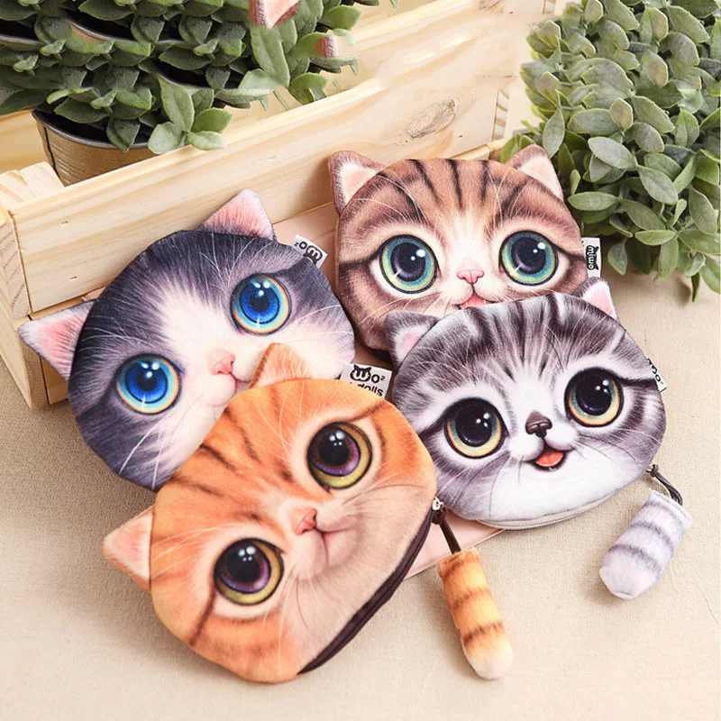 TLDGAGAS Мода 3 D милый Принт Кошки Женский кошелек хвост плюшевый Кошелек Сумка Женский кошелек для монет