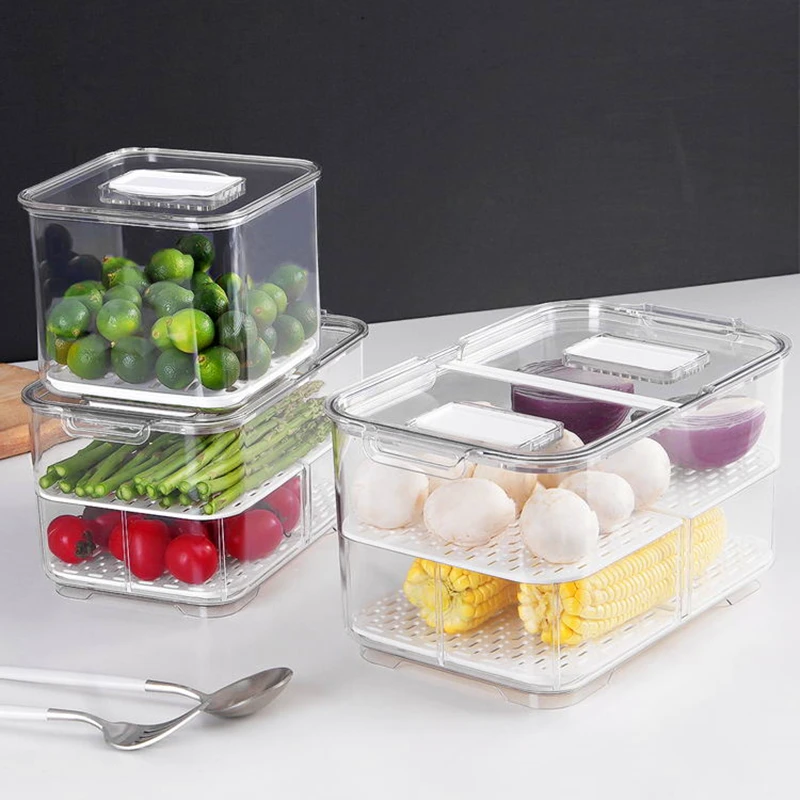 Контейнер для хранения фруктов и овощей в кухонном холодильнике|Коробки ящики