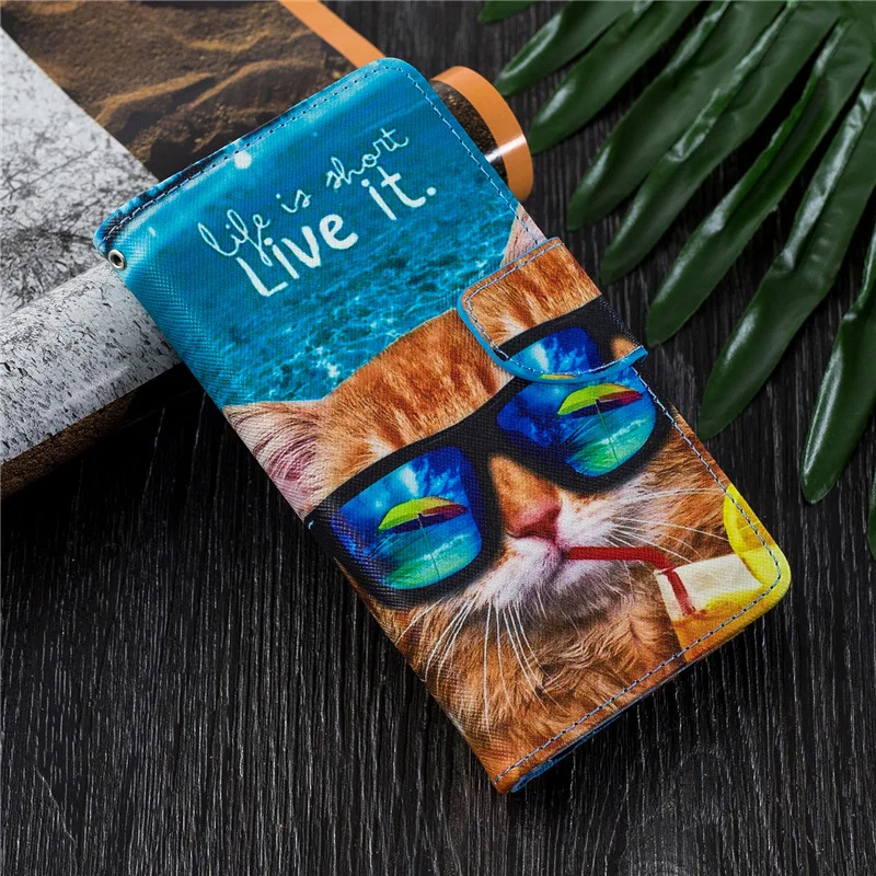 For Huawei P8 Lite 2017 CASE OWLS CAT FLOWERS Painted Wallet Case Card Slot Leather P 10 P20 Cover | Мобильные телефоны и