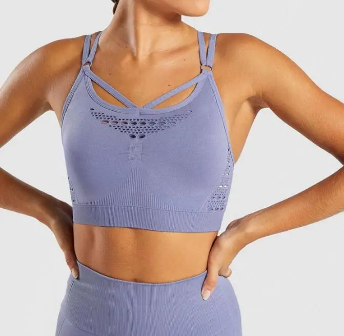 Gray blue bra A 16 видов стилей для женщин бесшовный спортивный топ Беговая одежда для йоги бюстгальтер со съемными подушечками спортивный бюстгальтер энергия фитнес топы Спортивная одежда - Цвет: Gray blue bra A