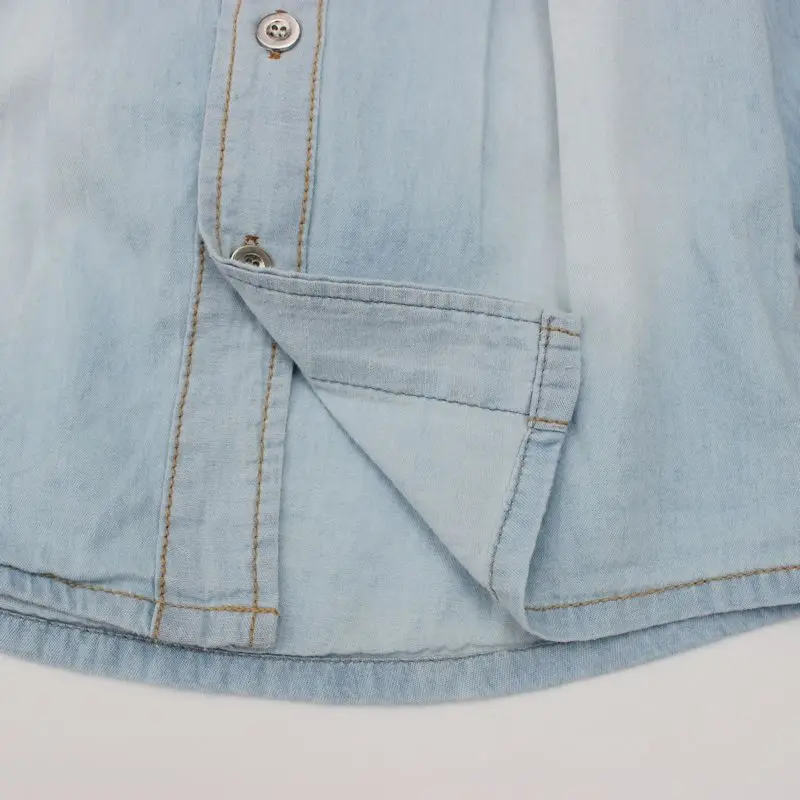 Джинсовые рубашки для девочек Детские повседневные однотонные джинсы топы