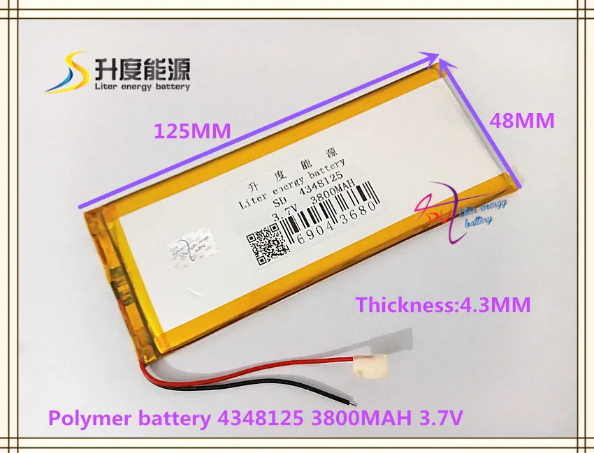 4348125 3 7 V 3800mAH 4050125 литий-ионный полимерный/литий-ионный аккумулятор для внешнего