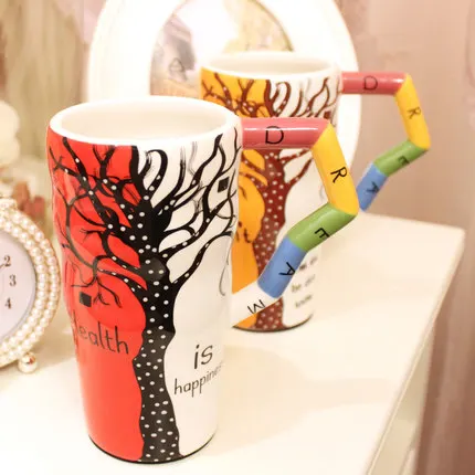 Окрашенная керамическая чашка большая емкость креативная Личная с крышкой и